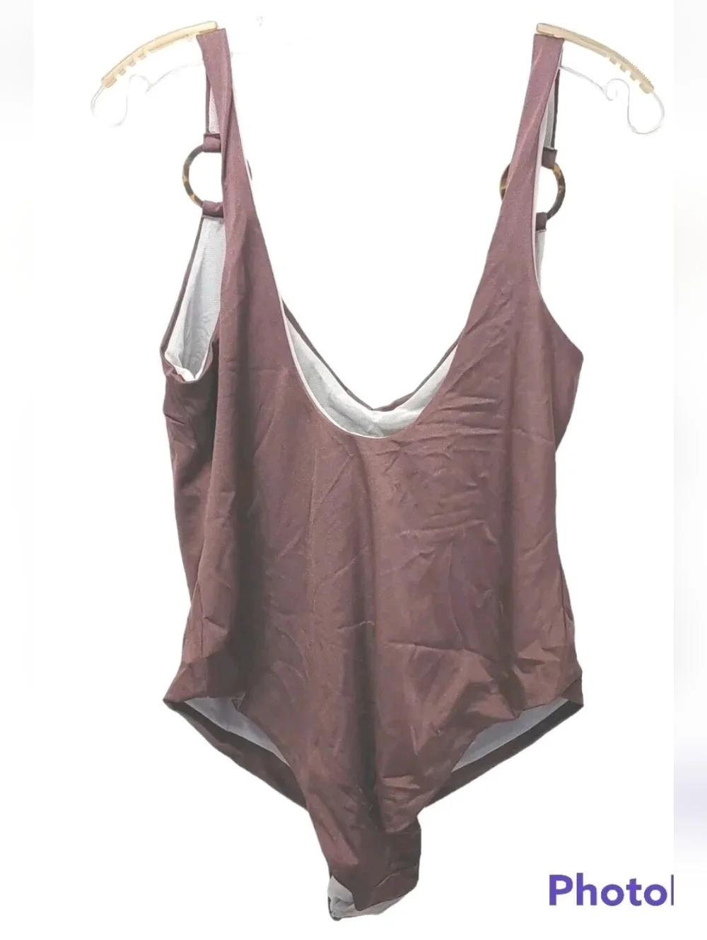 ASOS DESIGN Wireless Swimsuit Fuller Bust Ring Detail Mauve 16W DD-G Resort New